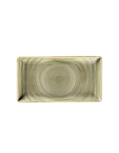 RAK FUENTE RECTANGULAR STONE WARE EMERALD COLOR VERDE ACEITUNA 33 CM