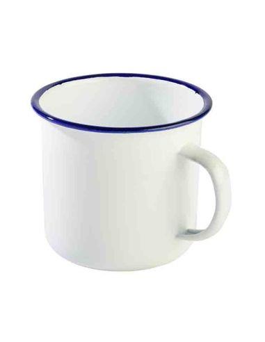 APS TAZA METALICA BLANCO CON FILO AZUL