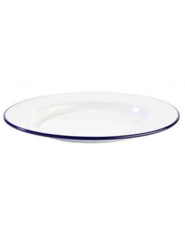 APS PLATO METALICO BLANCO CON FILO AZUL DE 26CM