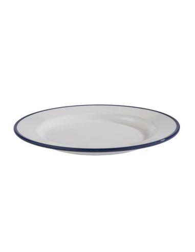 PLATO DE MELAMINA BLANCO CON FILO AZUL 20.5 CM EUROPEO