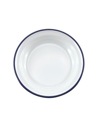 D EFAY PLATO DE MELAMINA 20CM COLOR BLANCO CON FILO AZUL